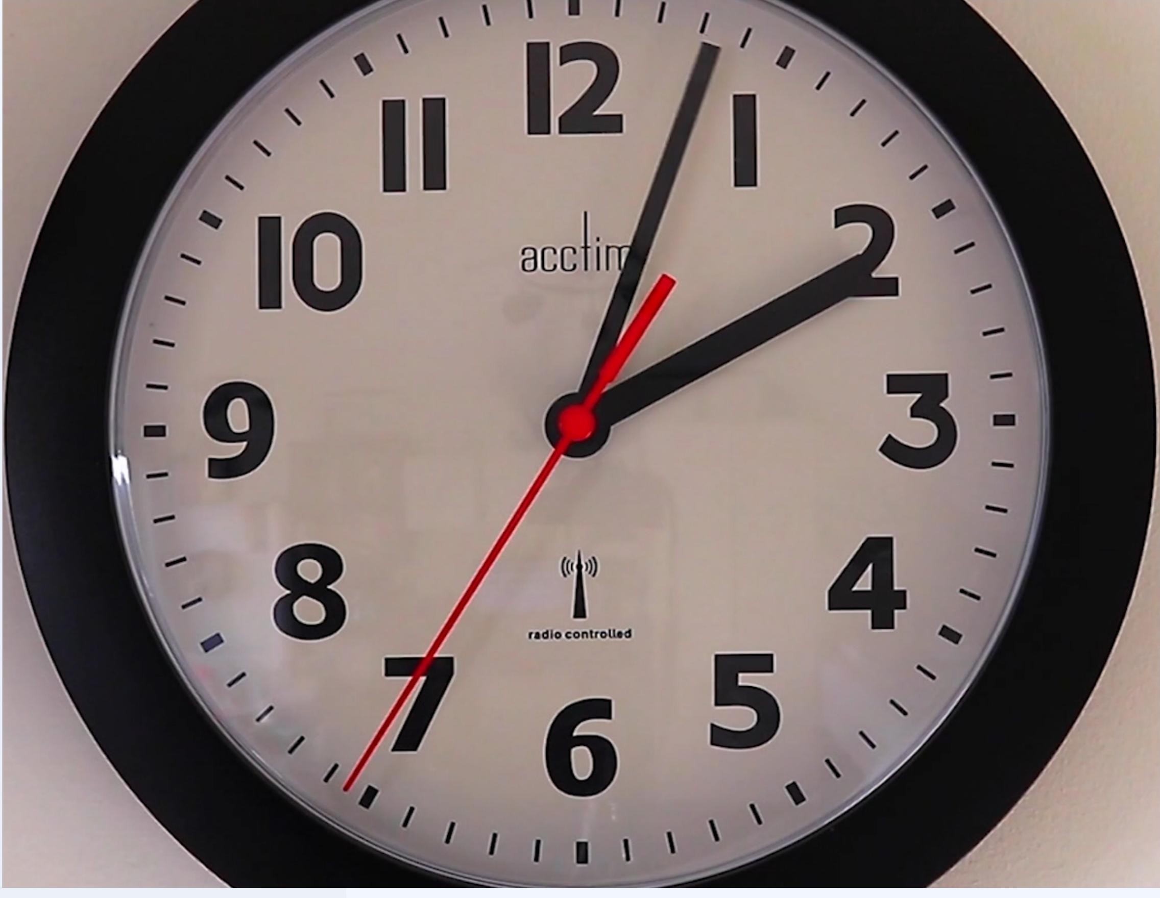 Close-up of an analogue clock face